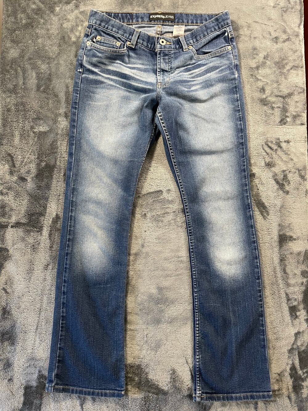 Y2K Express Jeans Bikini Fit Low Rise Flare Bootcut Jeans Size 7/8 R Medium Wash
